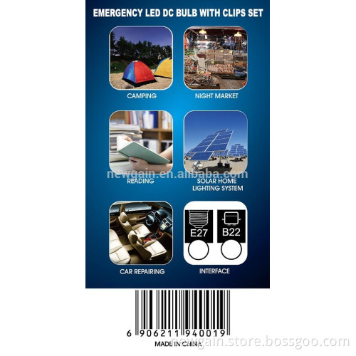 EMERGENCY LIGHT. PROTABLE LED LIGHT. EMERGENCY LED DC BULB WITH CLIPS SET